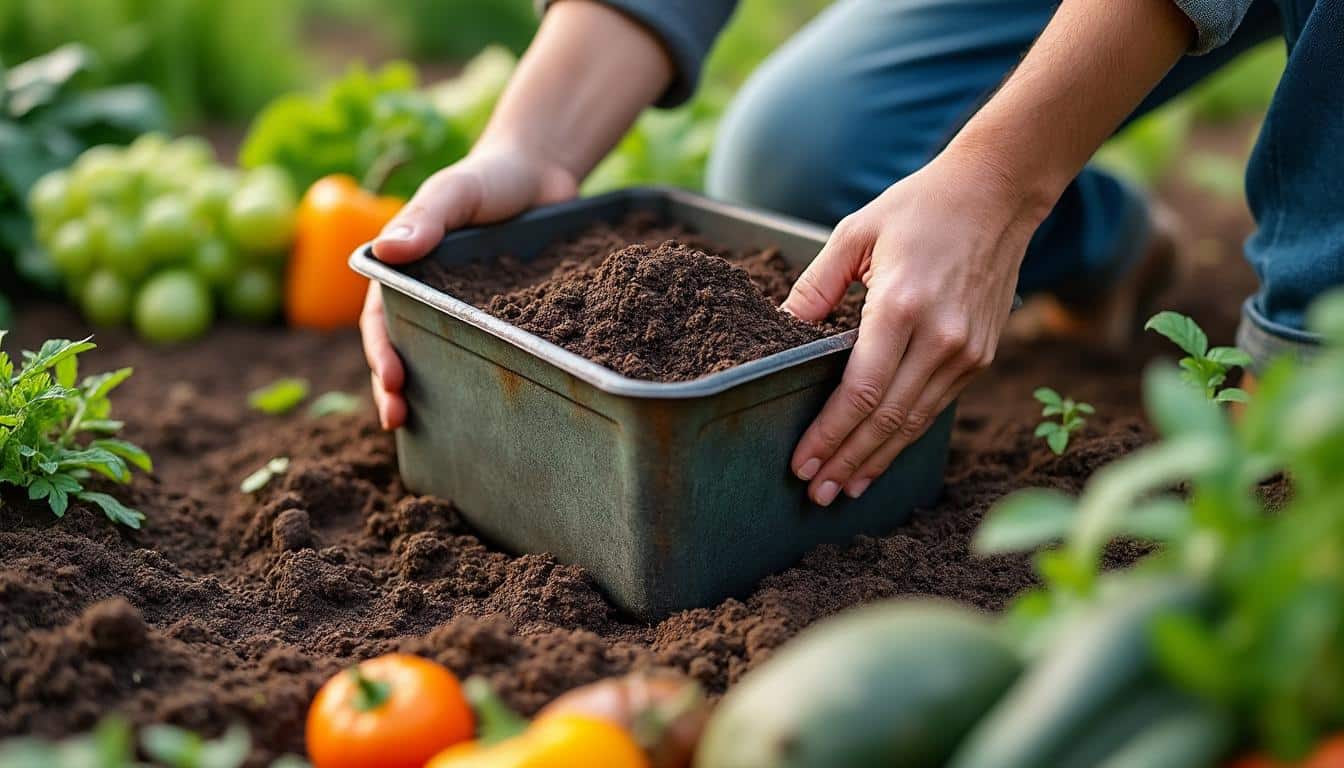 Comment utiliser une fourche pour le compost dans un jardin potager ?