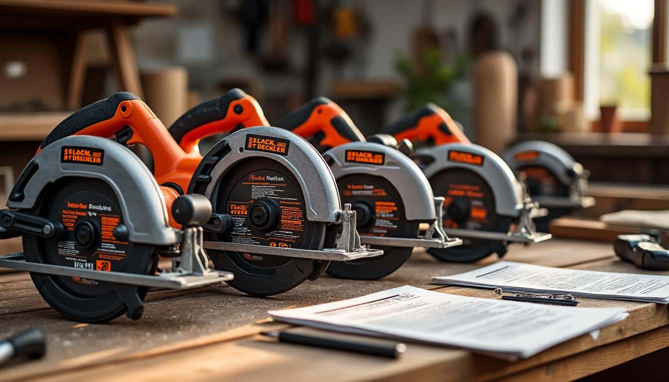 Illustration: Quels sont les modèles phares de scies circulaires Black et Decker et leurs caractéristiques techniques ?